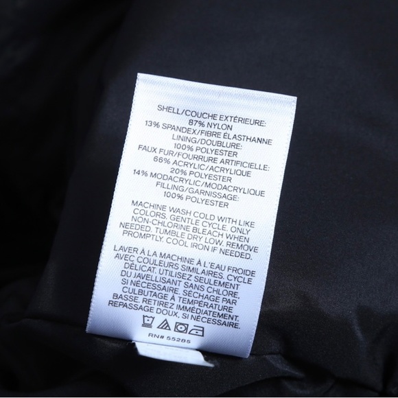 Express Black Goose Down Filled Faux Fur Trimmed Hood Winter Parker Coat XS - Picture 6 of 6